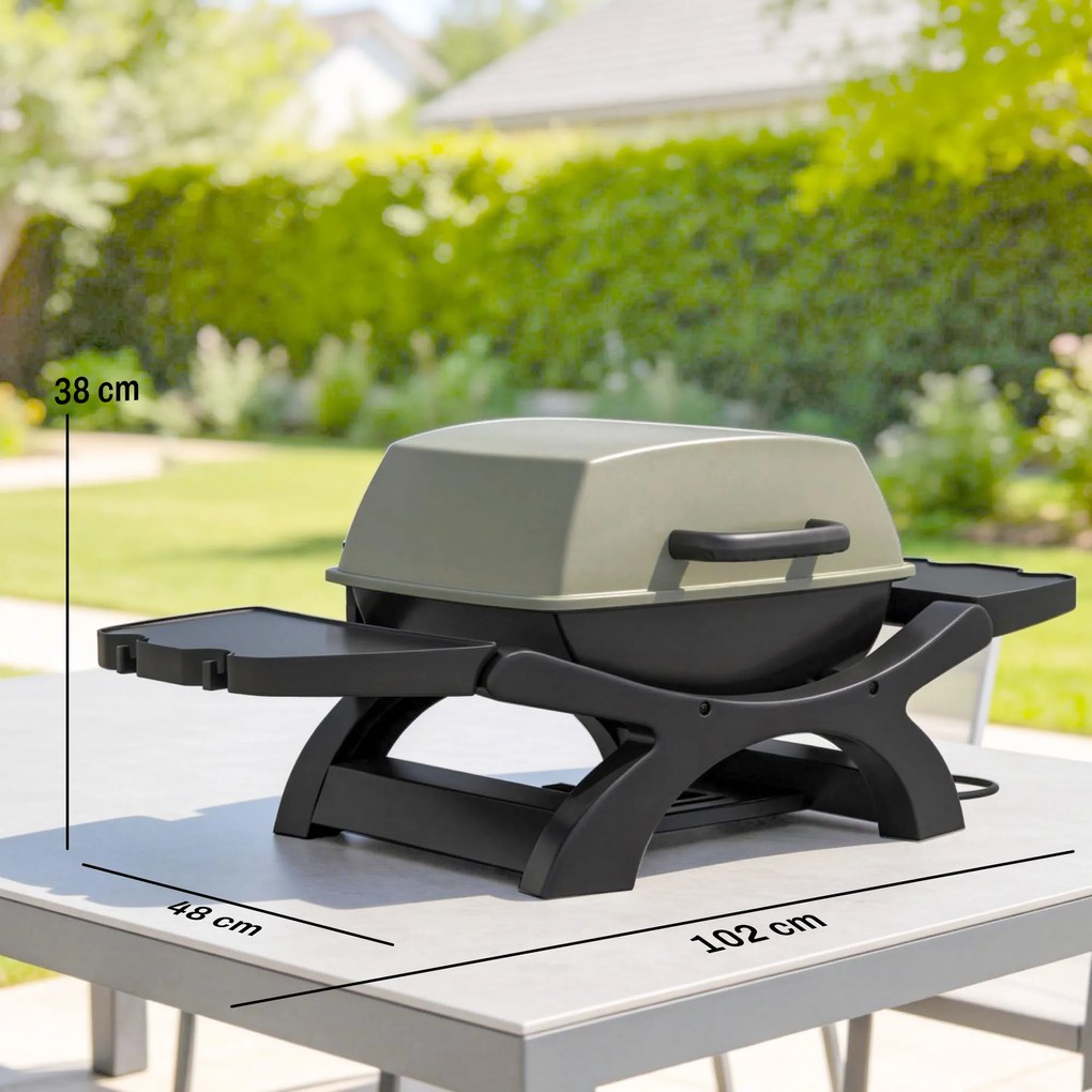Outsunny Grill Stołowy Elektryczny 2300 W 23x71 cm Przenośny z Emaliowanymi Rusztami i Tacką na Tłuszcz | Aosom PL