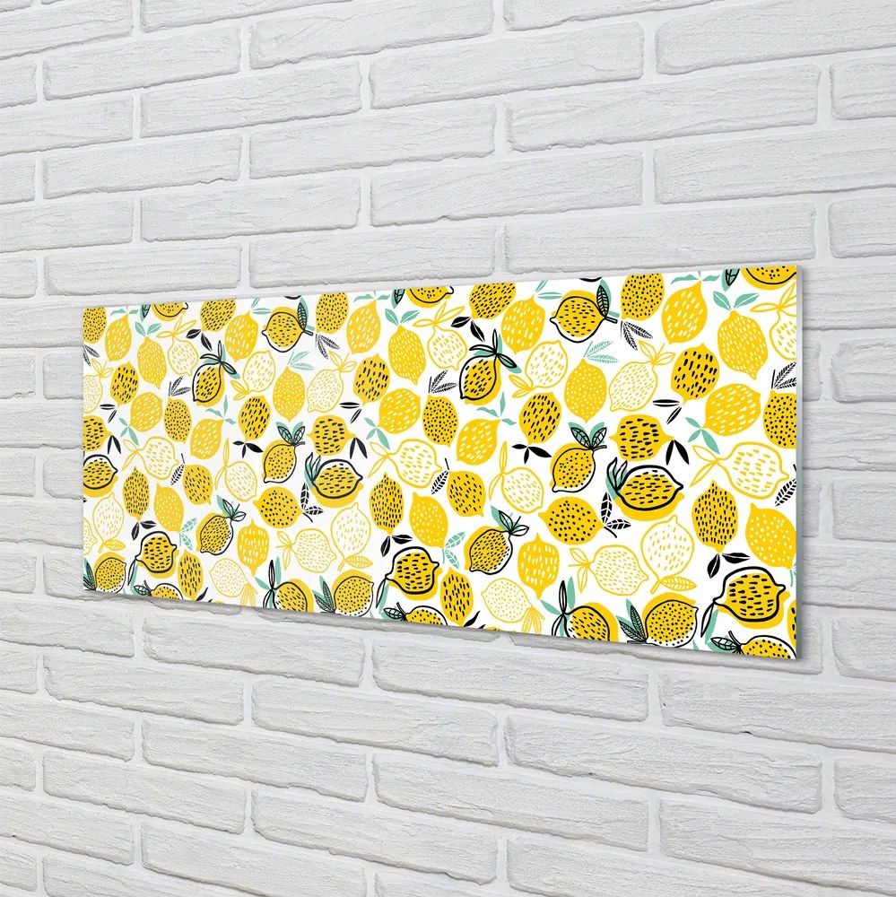 Szkło do Kuchni na Ścianę Świeże Żółte Cytryny