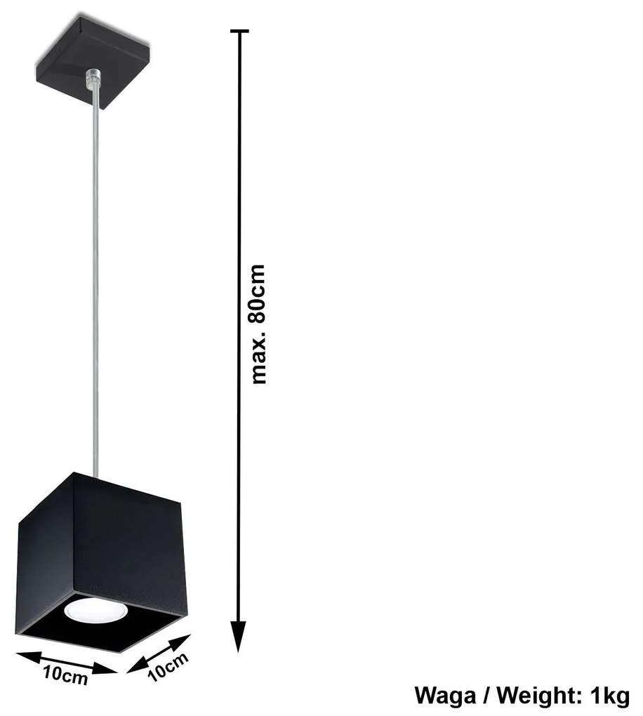 Kwadratowa lampa wisząca E816-Quas - czarny