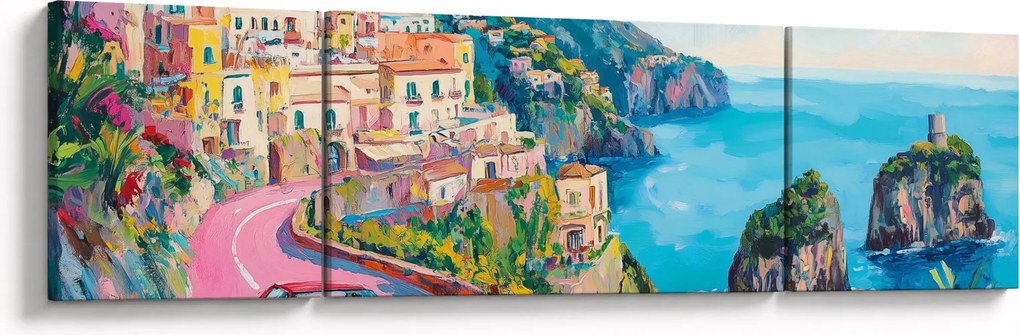 Obraz - Różowa droga przy wybrzeżu (170x50 cm)
