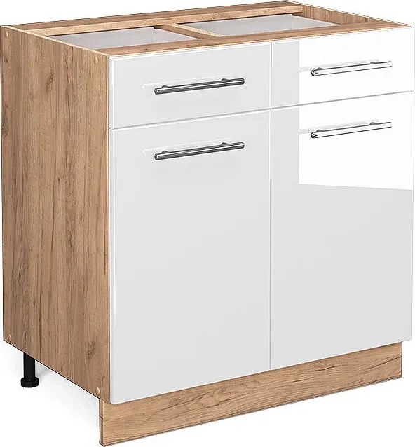 Szafka dolna do kuchni biały wysoki połysk 80x51.6x82 fame-line