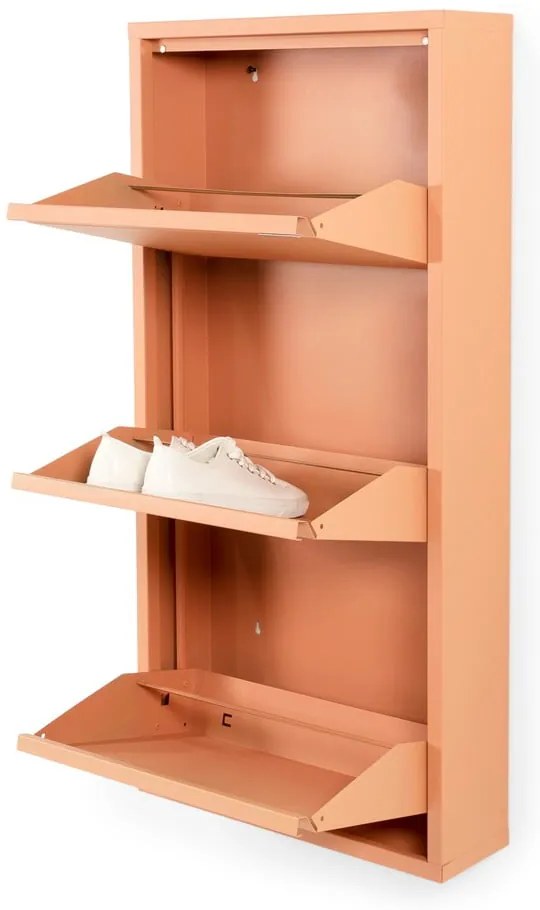 Łososiowa metalowa uchylna szafka na buty 50x103x15 cm Billy – Spinder Design
