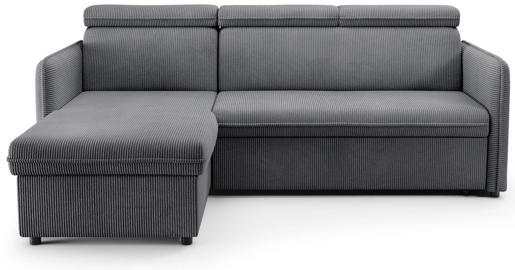 Narożnik z funkcją spania Barcelia Mini uniwersalny lewy/prawy - szary sztruks łatwoczyszczący Anafi 03