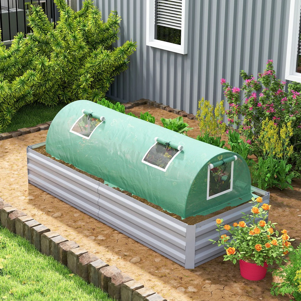 Outsunny Szklarnia Foliowa, Odporna na Warunki Pogodowe, UV-odporna, Tunel Foliowy, 200 x 80 x 45 cm, Zielona