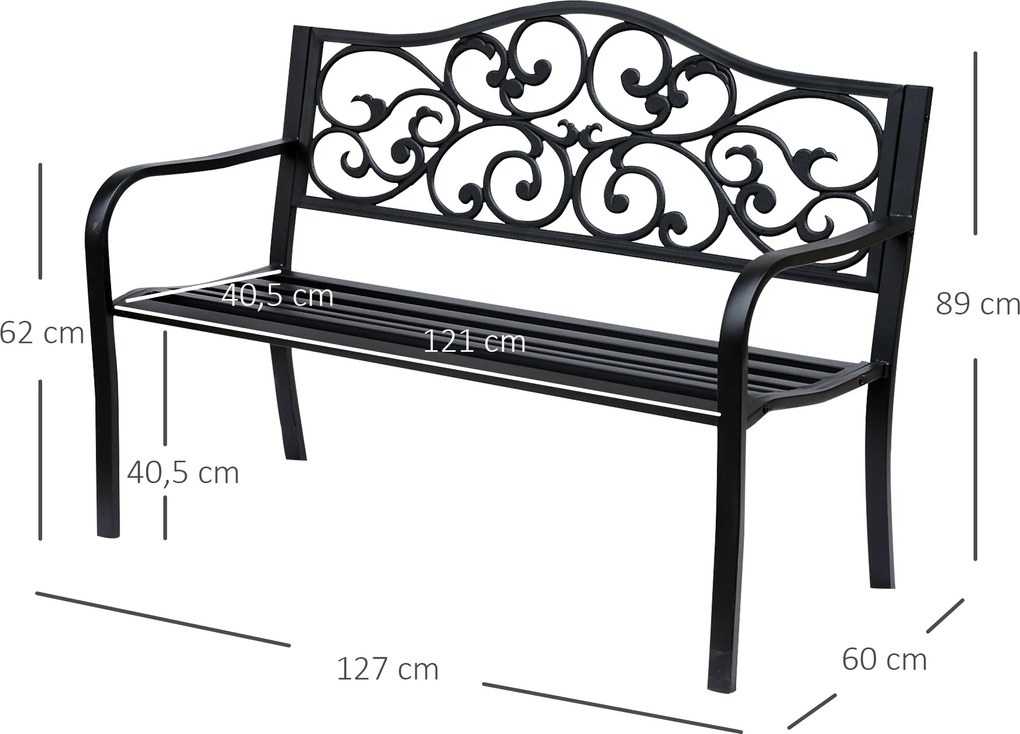 Outsunny ławka ogrodowa 3 osobowa 127 cm x 60 cm x 89 cm | Aosom.pl