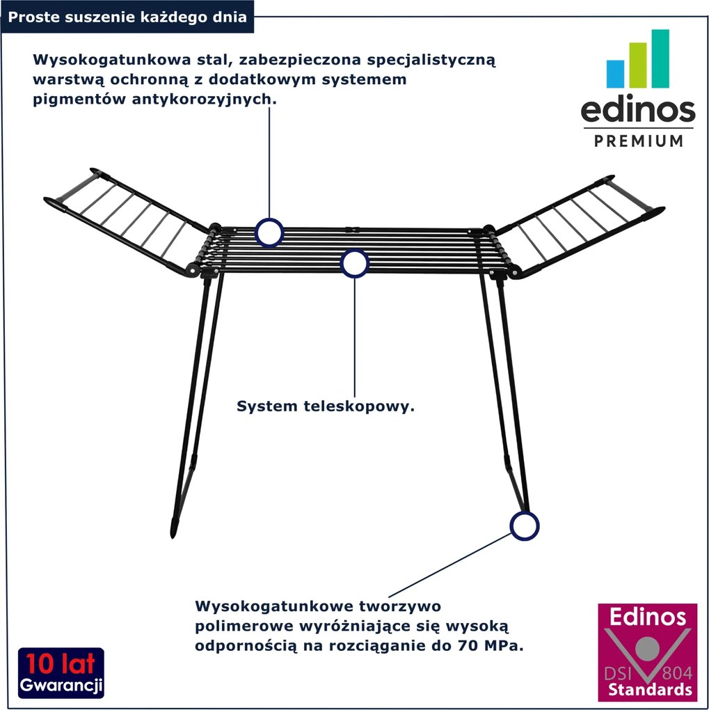 Czarna teleskopowa suszarka na pranie C0-N99