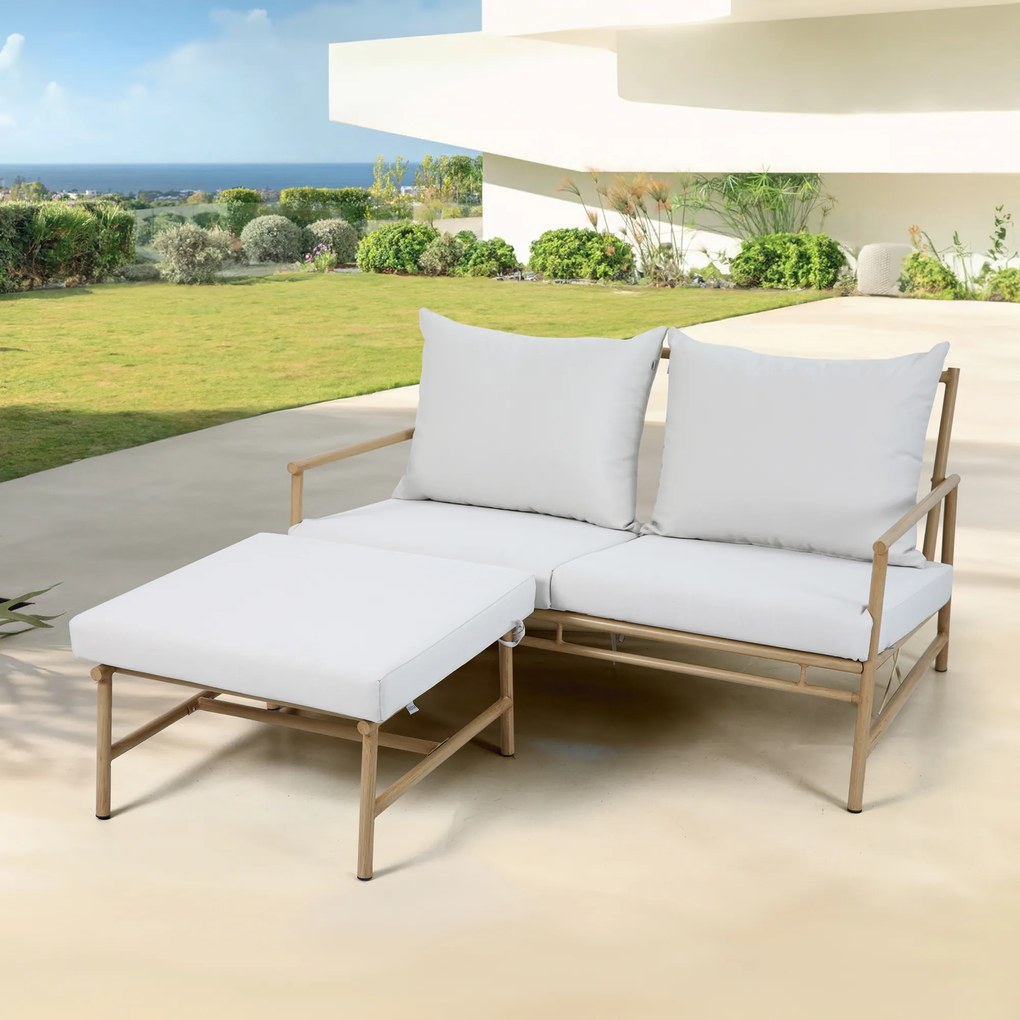 Sofa ogrodowa z podnóżkiem Estelle beżowy PATIO
