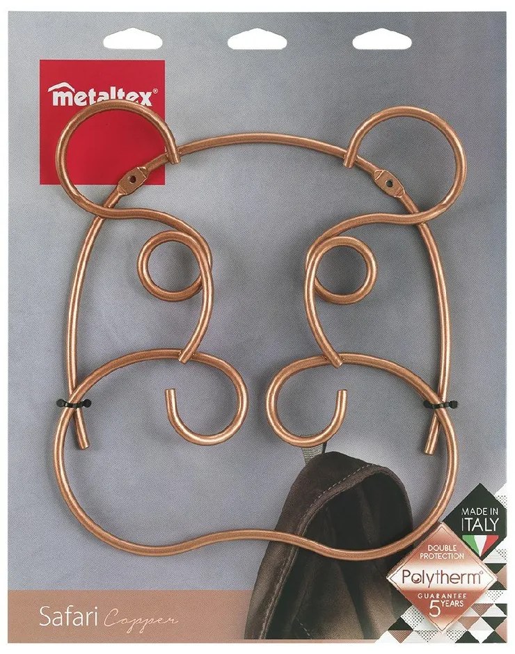 Ścienny stalowy haczyk w kolorze miedzi Hippo – Metaltex