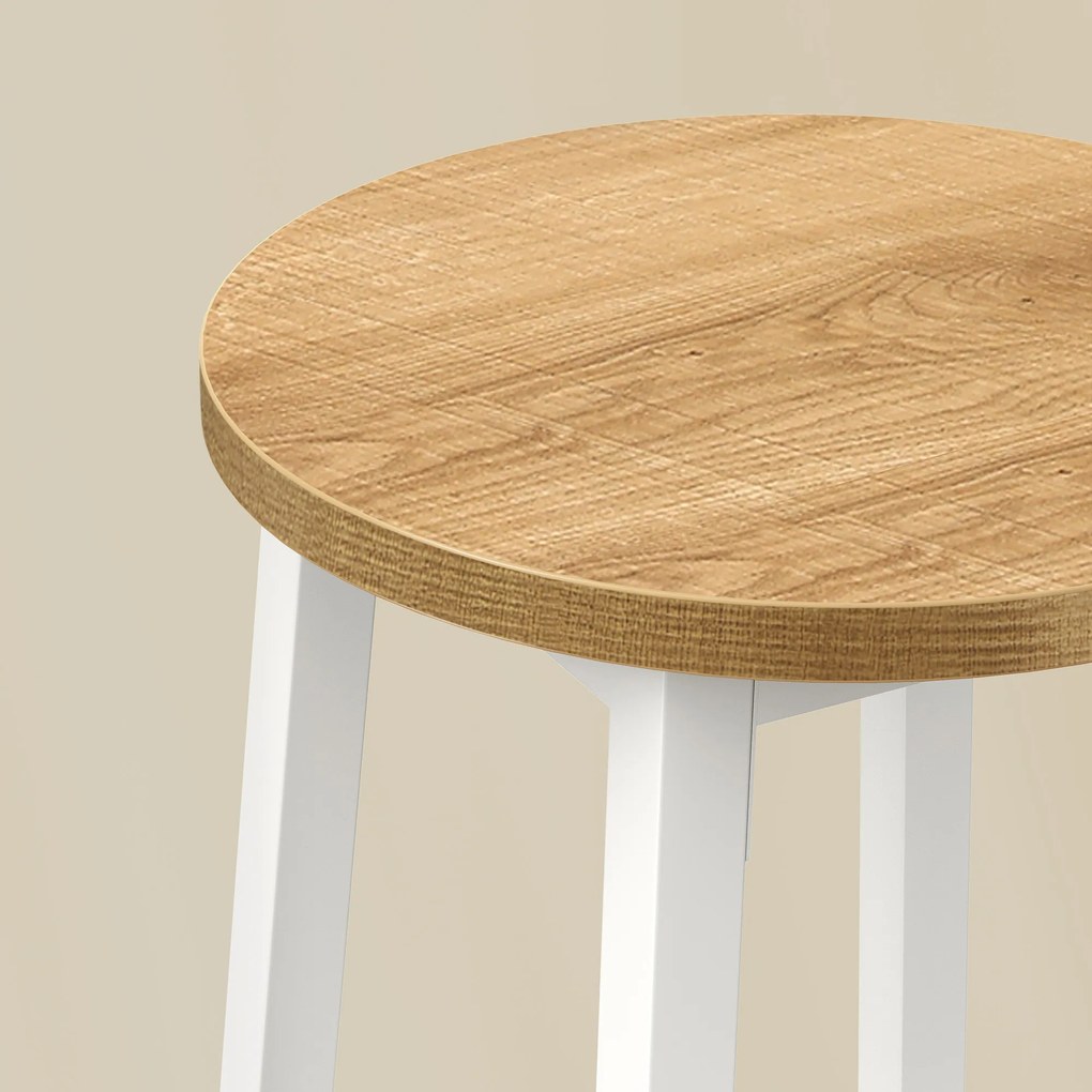 Taboret barowy hoker - dąb / nogi białe