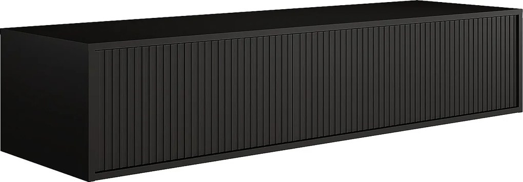 Podwieszana szafka pod umywalkę z prążkowaną fakturą - Czarna - 150 cm - ARNEGA