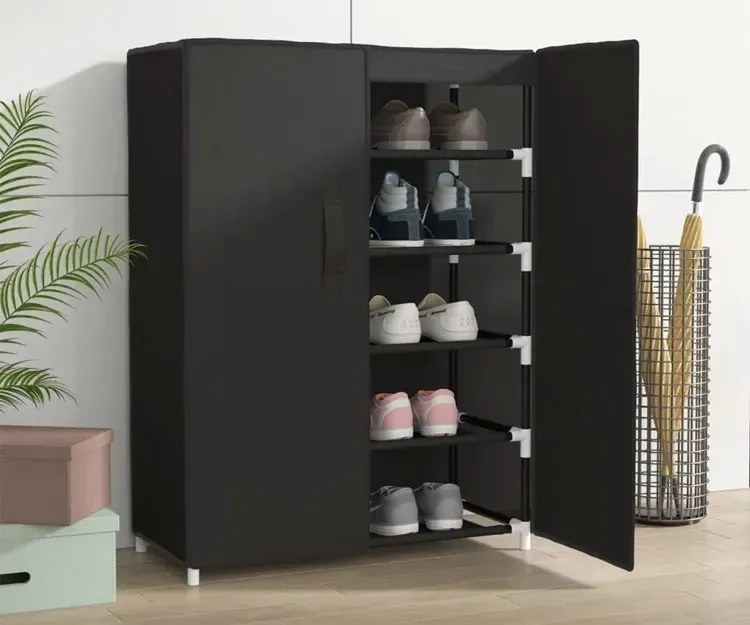 Czarna materiałowa szafka na buty W2-D09