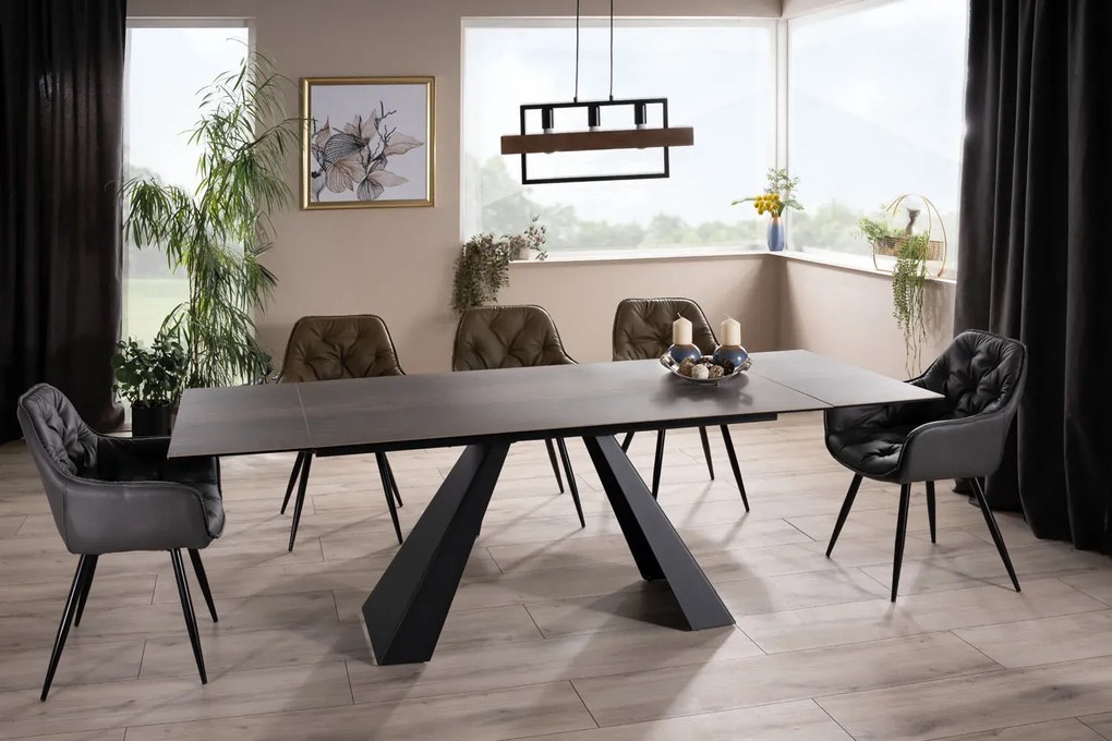STÓŁ SALVADORE CERAMIC BRĄZ LEGNO / CZARNY MAT (160-240)X90 SIGNAL