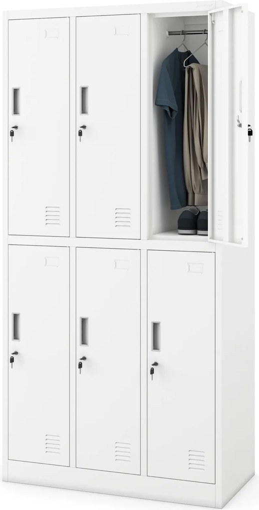 Szafa socjalna 6-skrytkowa Igor 90x45x185 cm, biała