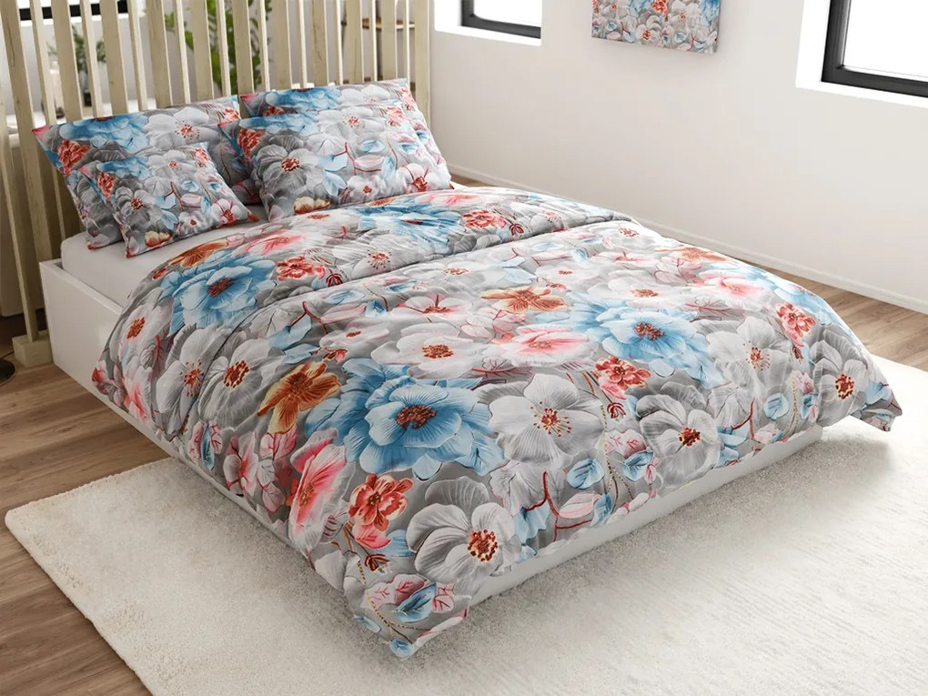 PrzytulneMieszkanie.pl PrzytulneMieszkanie.pl Pościel z mikrowłókna BLOSSIVA szara Rozmiar pościeli: 2 szt 70 x 90 cm | 200 x 220 cm