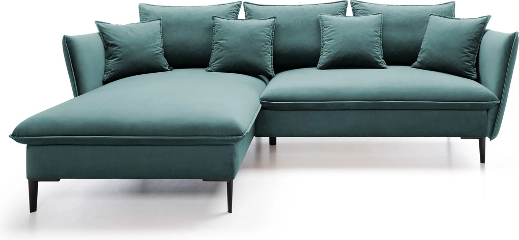 Masseno Narożnik SOLE z funkcją spania i pojemnikiem na pościel Narozniki L, Rozkładana sofa - Zielony, RIVIERA 87