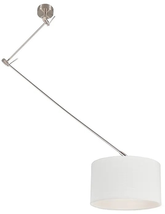 Stalowa lampa wisząca z kloszem 35 cm biała regulowana - Blitz Nowoczesny Oswietlenie wewnetrzne
