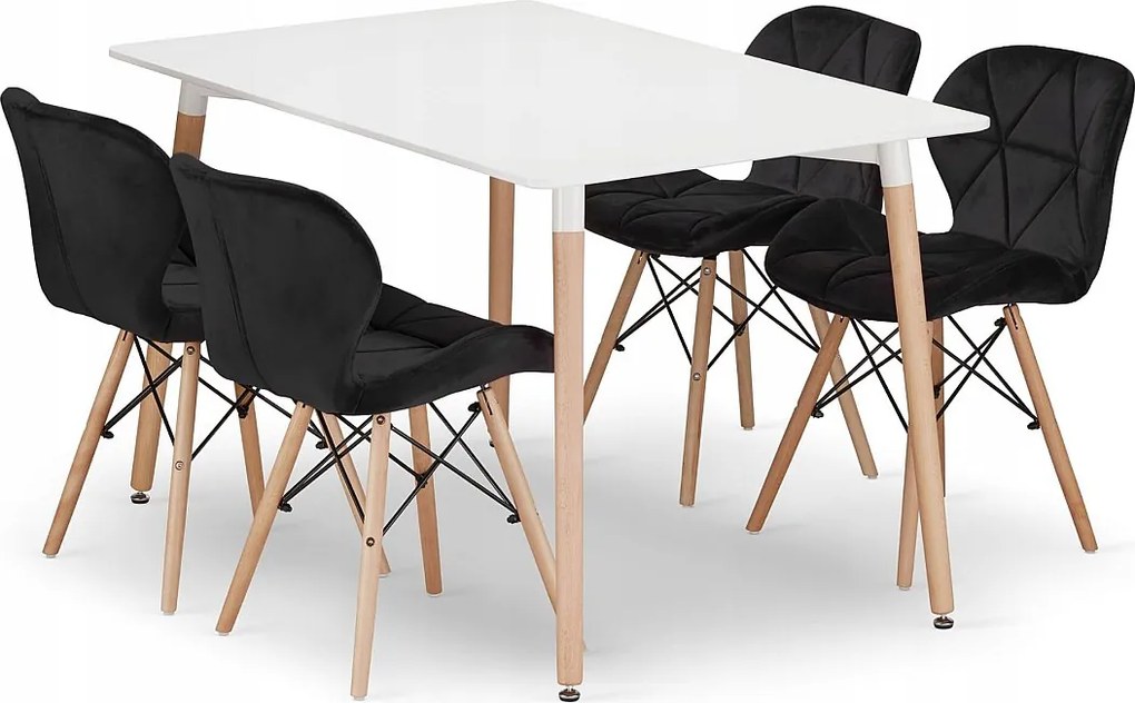 Zestaw stołów prostokątnych Valora YURO Biały MDF Buk x4