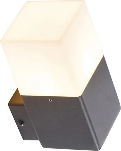 Lampa ścienna zewnętrzna czarna z opalizującym białym kloszem IP44 - Denmark