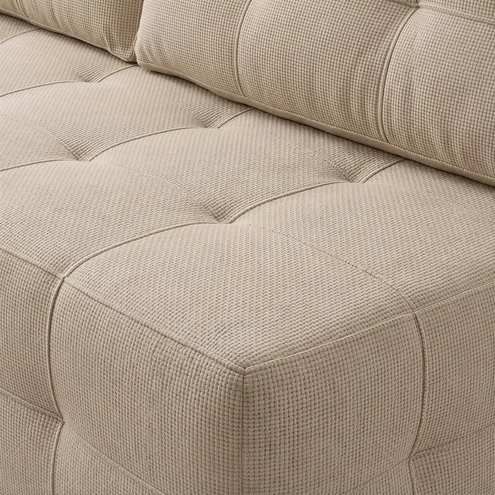 Sofa z Funkcją Spania MORANA Beżowa Szenil Nowoczesna