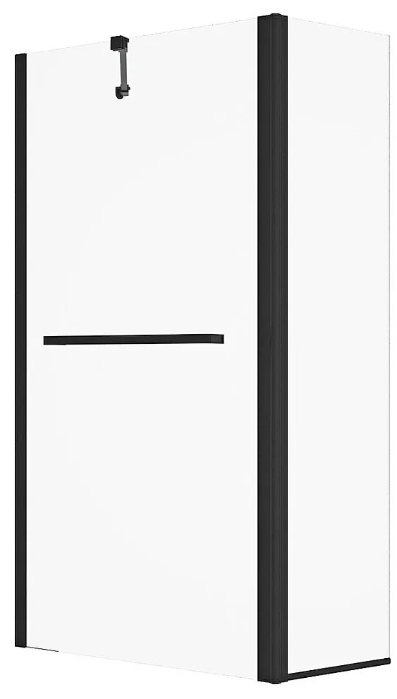 Parawan nawannowy z wieszakiem na ręczniki i obrotowym powrotem w kolorze czarnym matowym - (70 + 30) x 140 cm - PRIMAEL