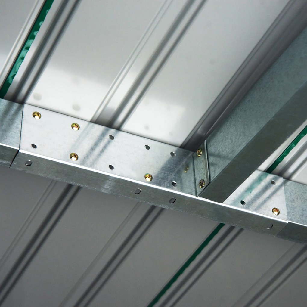 Outsunny domek narzędziowy z drzwiami przesuwnymi jasnozielony stalowy 280x130x172 cm funkcjonalna szopa na narzędzia | Aosom PL