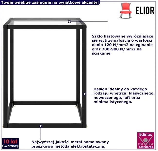 Szklany Stolik Czarny Kawowy W Stylu Loft A3-M74