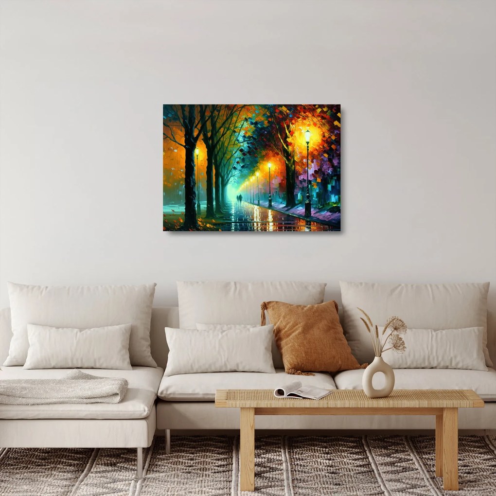 Obraz na szkle - Nocny spacer (70x50 cm)