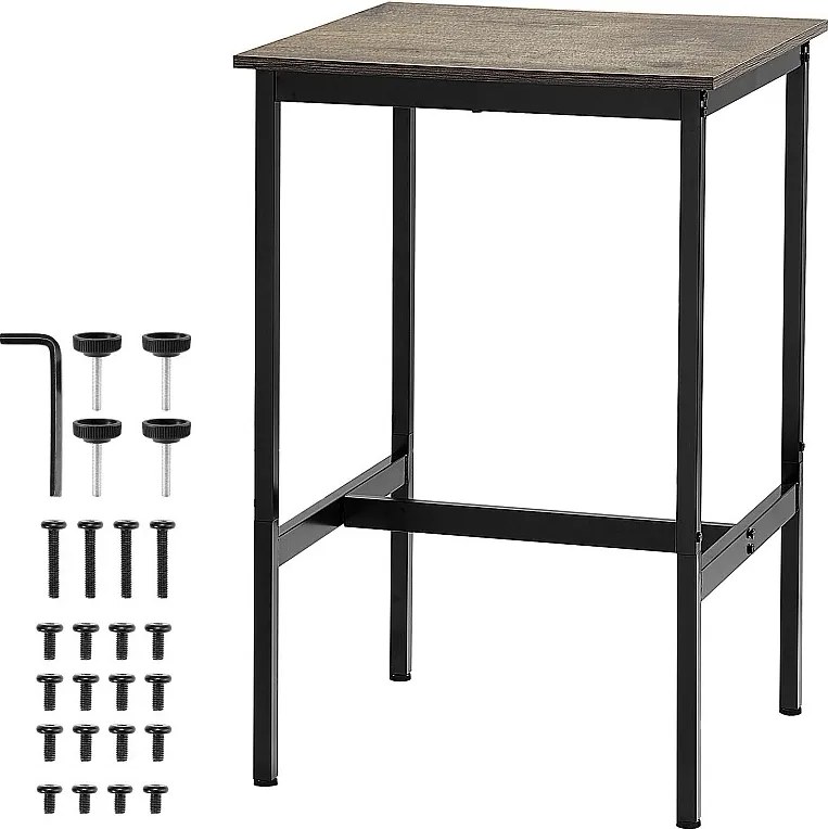 Stół Barowy SucceBuy, 61 x 61 x 91,4 cm, Wysoki Stół Pubowy z Solidną Metalową Ramą, Wąskie i Długie Biurko Barowe do Koktajli, do Kuchni, Salonu