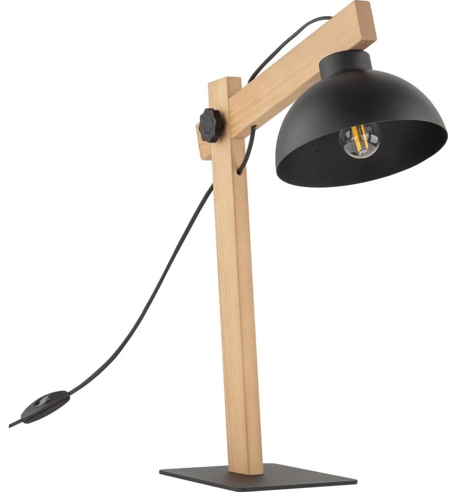 Lampa stołowa OSLO 1xE27/15W/230V sosna/czarny