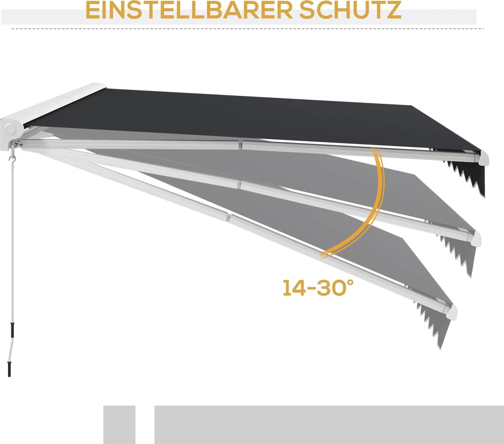 Outsunny Markiza Tarasowa Elektryczna Do Ogrodu - Markiza Nad Basenem 4x3 Aluminiowa Szara z Pilotem Zdalnego Sterowania Elektryczna/Ręczna | Aosom PL