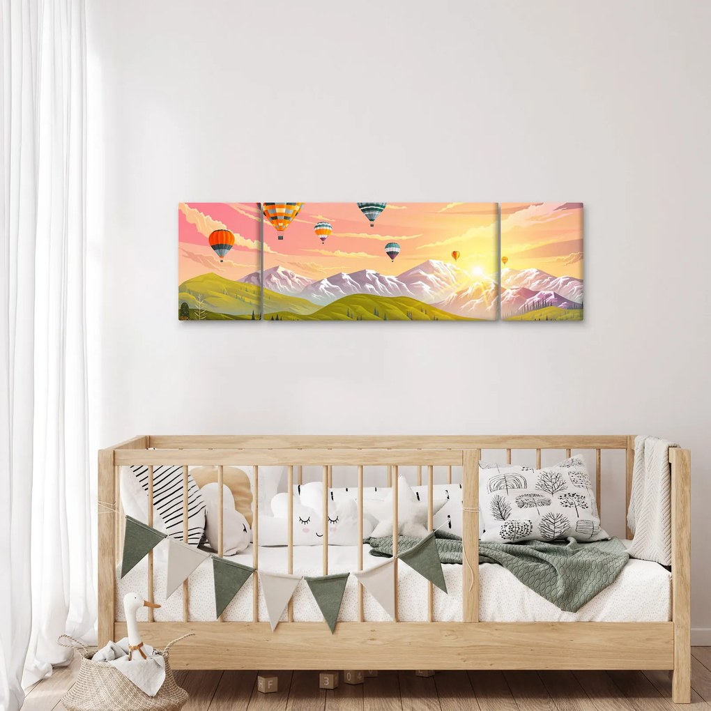 Obraz balonów nad krajobrazem (170x50 cm)