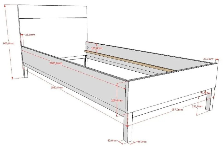 Białe łóżko dziecięce z litego drewna sosnowego bez stelaża 90x200 cm Eva – Vipack