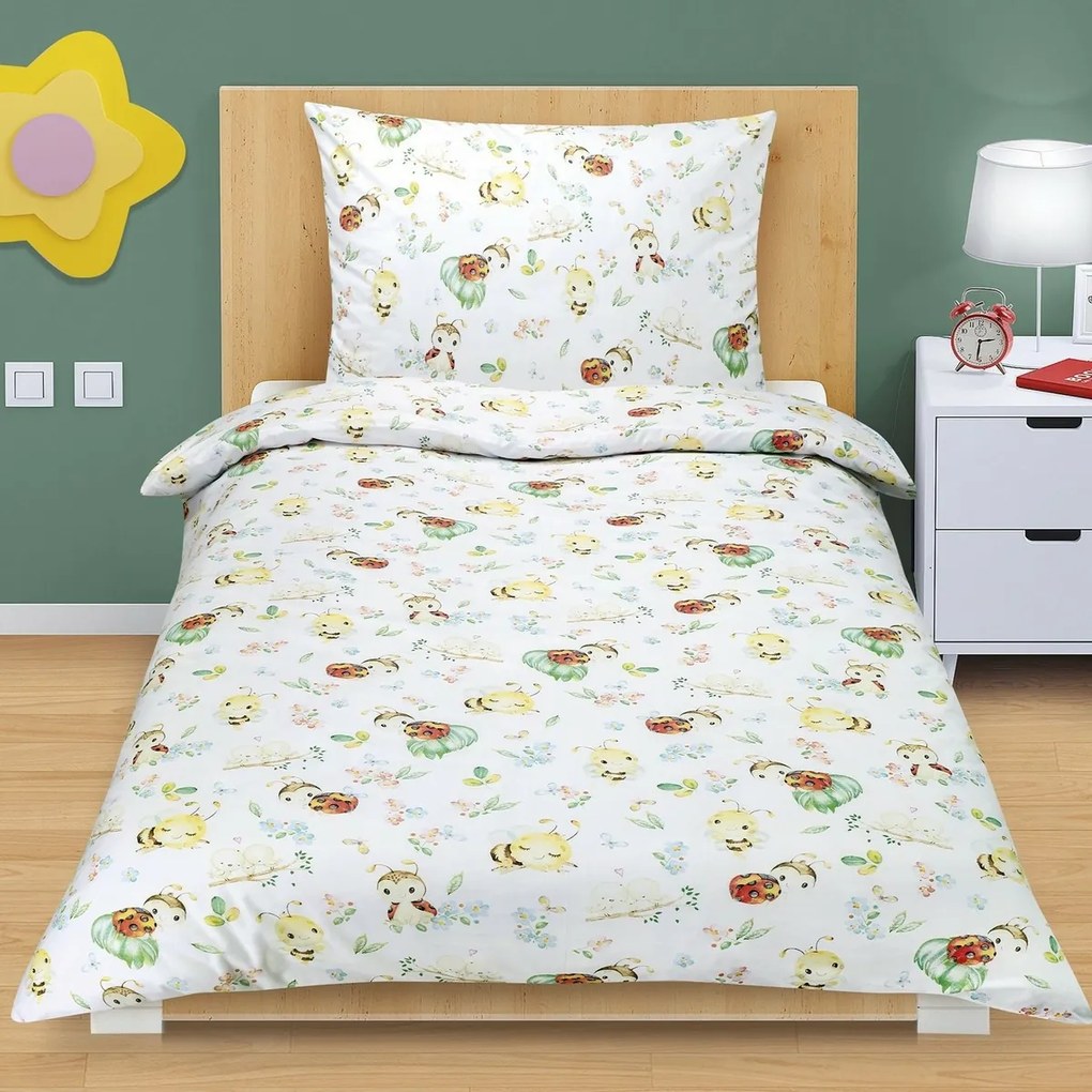 Bellatex Dziecięca pościel bawełniana Junior Biedronki, 140 x 200 cm, 70 x 90 cm, 140 x 200 cm, 70 x 90 cm
