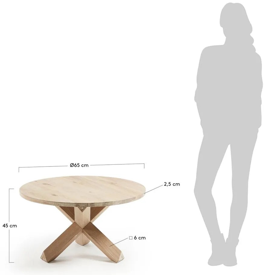 Okrągły stolik z litego drewna dębowego w naturalnym kolorze ø 65 cm Lotus – Kave Home