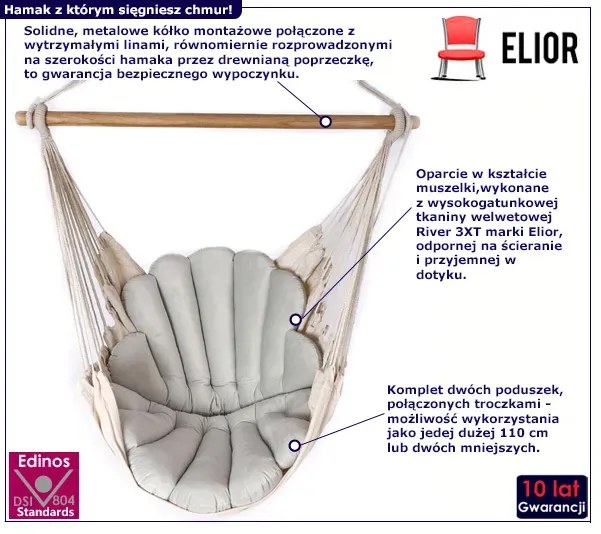 Skandynawskie krzesło brazylijskie boho na balkon szary - Dada