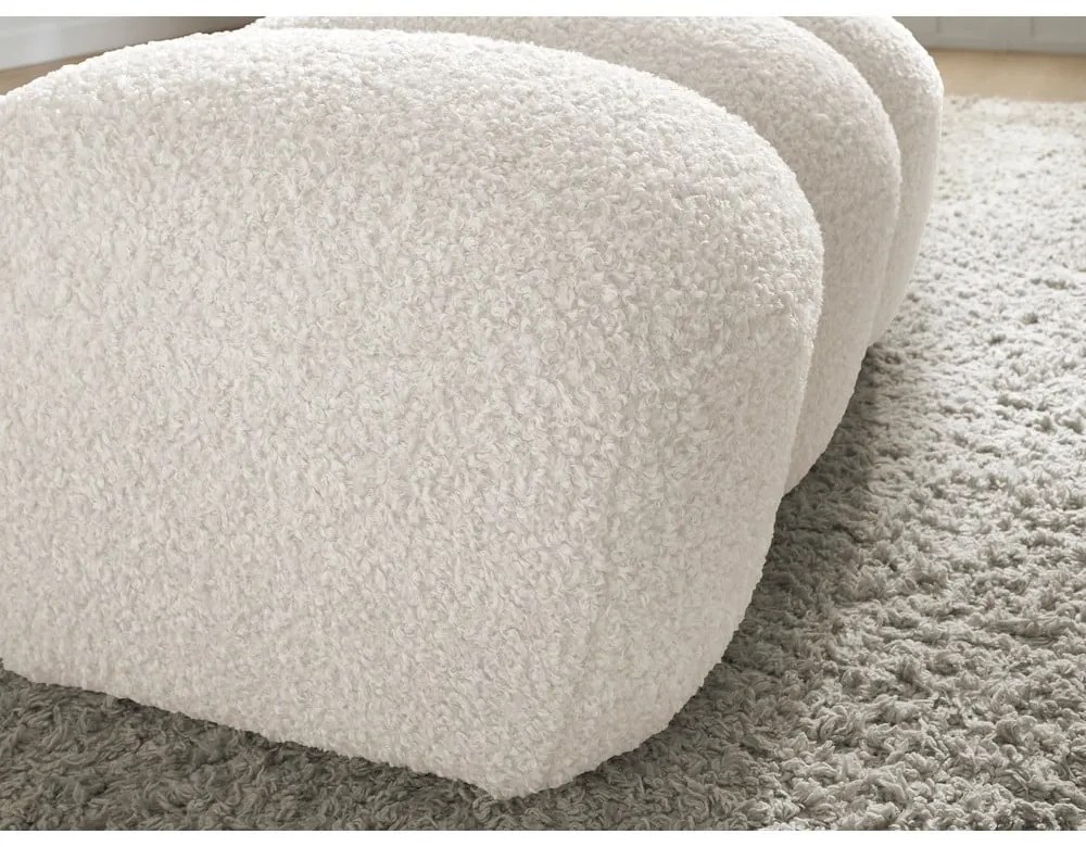 Biały podnóżek z materiału bouclé Hippolyte – Bobochic Paris