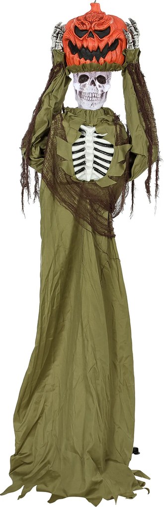 HOMCOM Animowany wyskakujący dyniowy szkielet, 173 cm, przerażająca dekoracja Halloween z oświetleniem oraz aktywacją dźwiękową i dotykową | Aosom PL