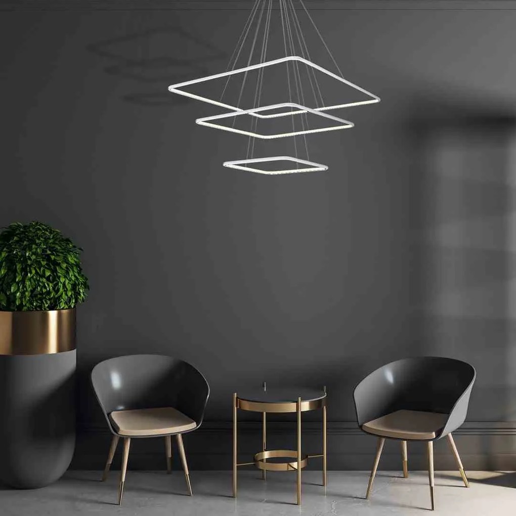LAMPA WISZĄCA nowoczesna geometryczna biała NIX WHITE 117W LED