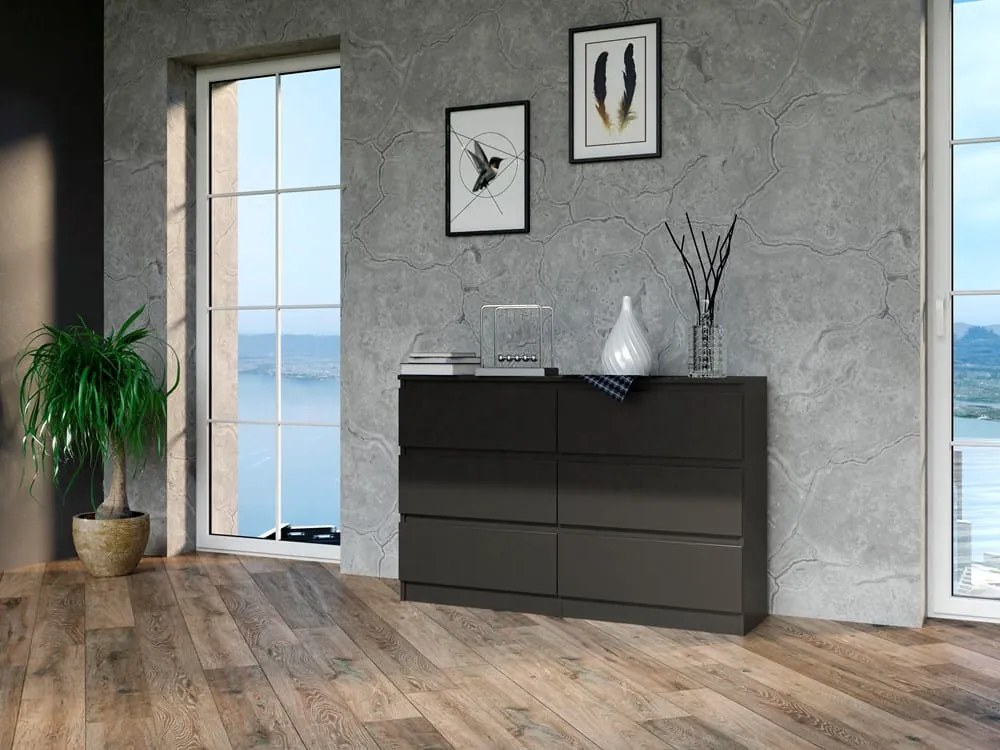 Komoda z 6 szufladami Malwa M6/120 CZARNY