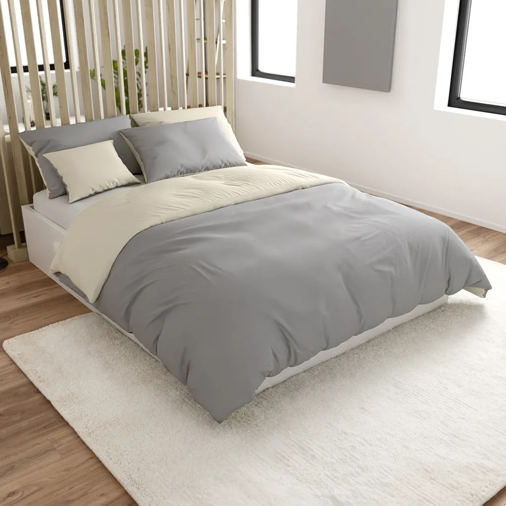 PrzytulneMieszkanie.pl PrzytulneMieszkanie.pl Bawełniana pościel MONOCHROMATIC kremowo-szara Rozmiar pościeli: 70 x 90 cm | 140 x 200 cm