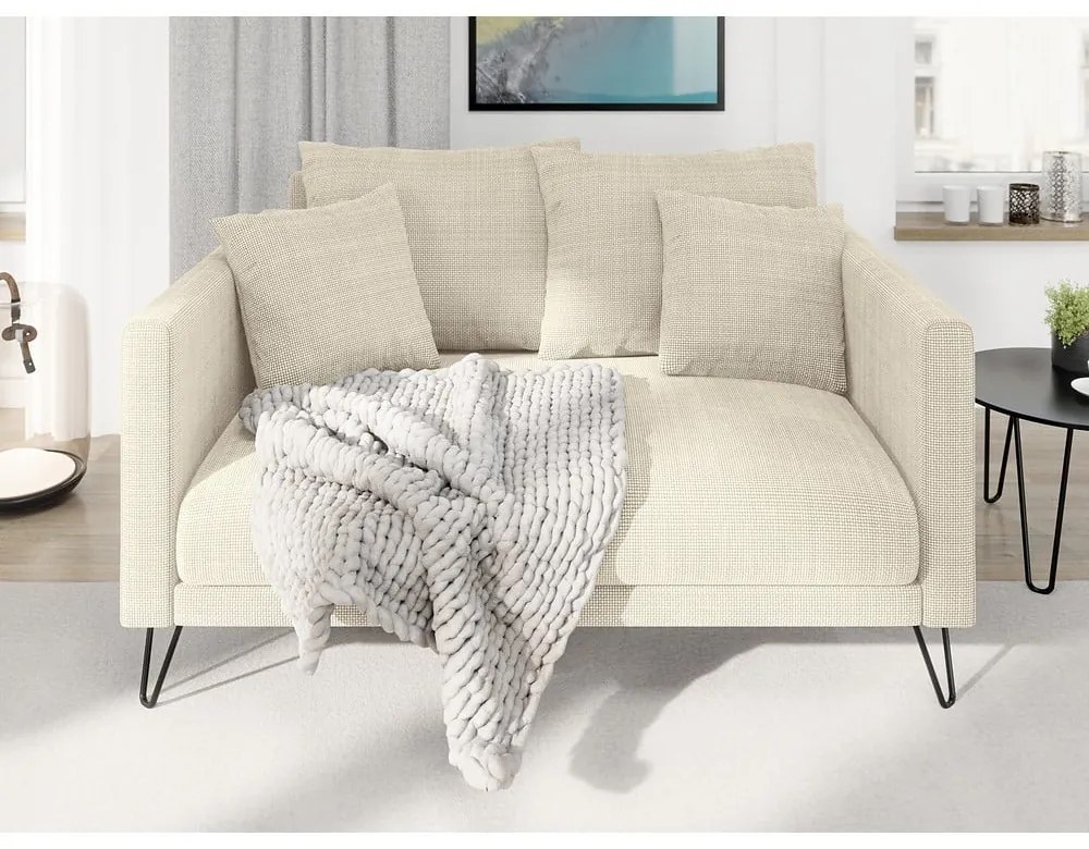 Kremowa sofa z tkaniny szenilowej 140 cm Freya – Ropez