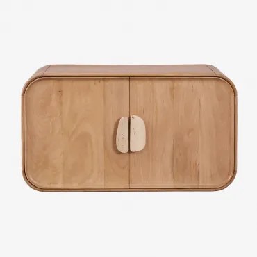 Zestaw Mebli Łazienkowych Z Drewna Mango I Naturalnego Kamienia Kivalina Travertino – Jasne Drewno Mango - Sklum