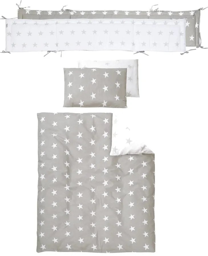 Białe łóżeczko na kółkach z baldachimem 60x120 cm Little stars – Roba
