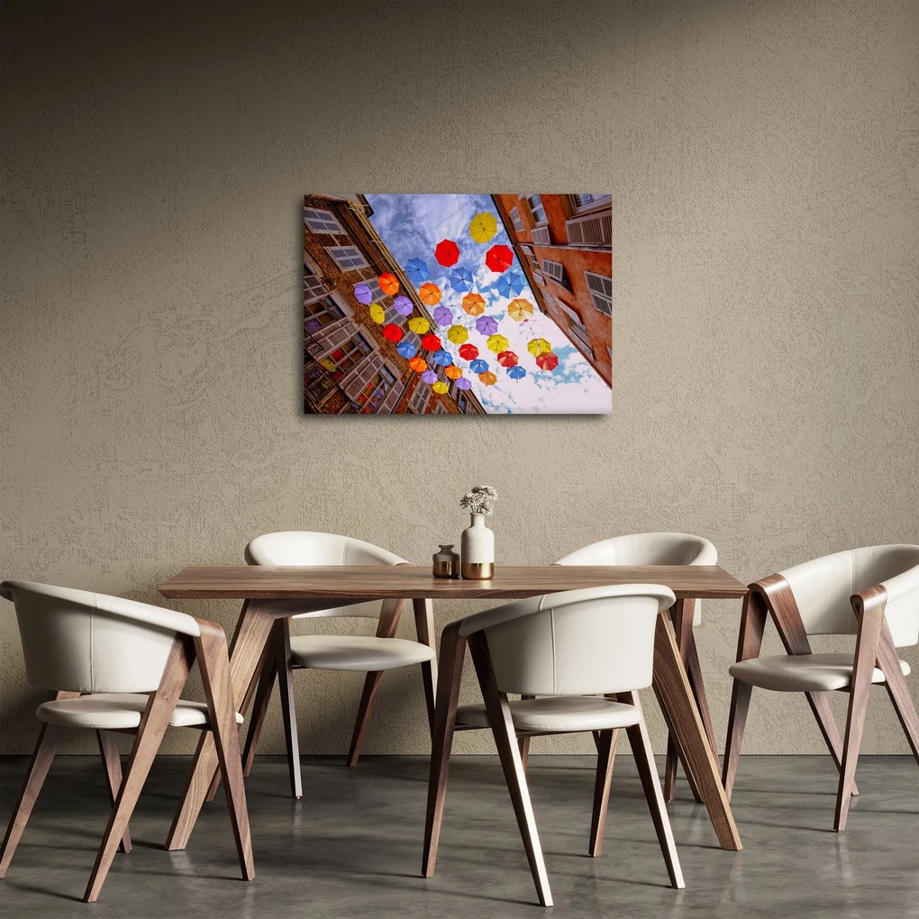 Obraz kolorowych parasoli (70x50 cm)