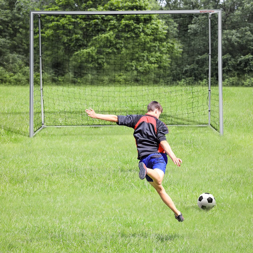 SPORTNOW Bramka piłkarska odporna na warunki atmosferyczne, mocna siatka, stabilna metalowa rama, łatwy montaż, 300 x 200 x 120 cm