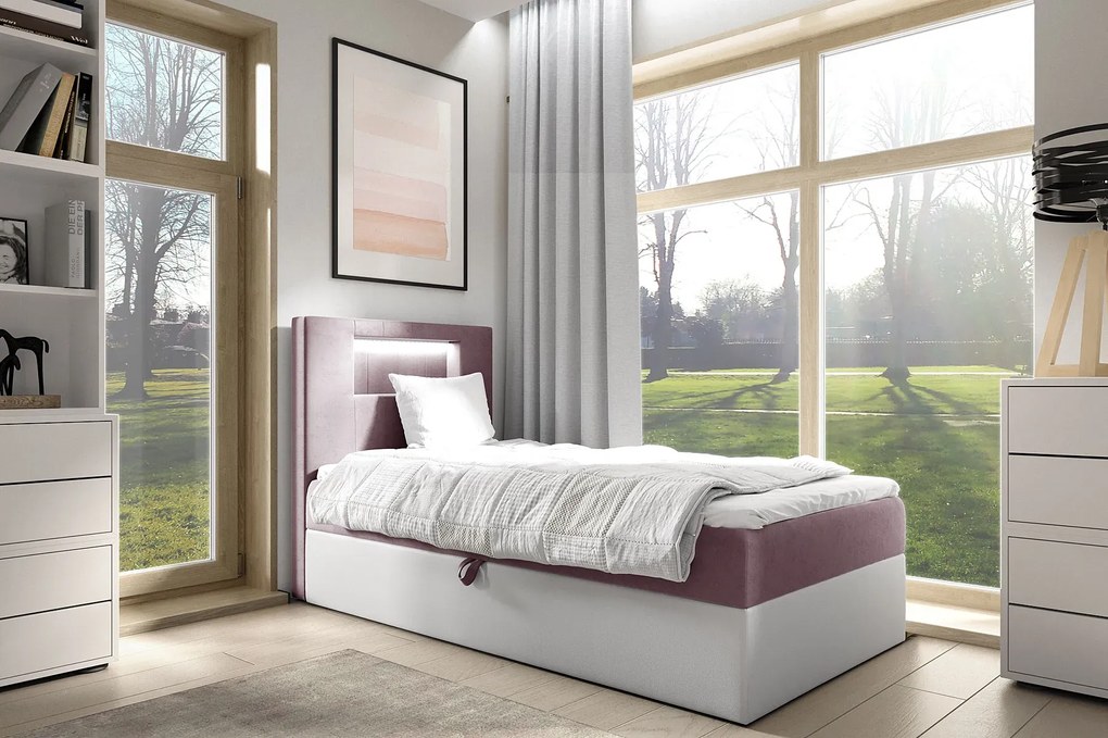 Różowe łóżko pojedyncze z oświetleniem LED 3 rozmiary P8-A42