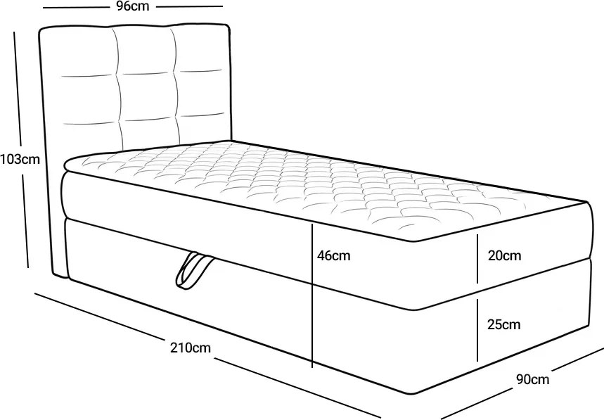 Tapicerowane łóżko kontynentalne DIRELIS VIBE 90x200 cm kremowe Materac: Materac sprężynowy Bonell