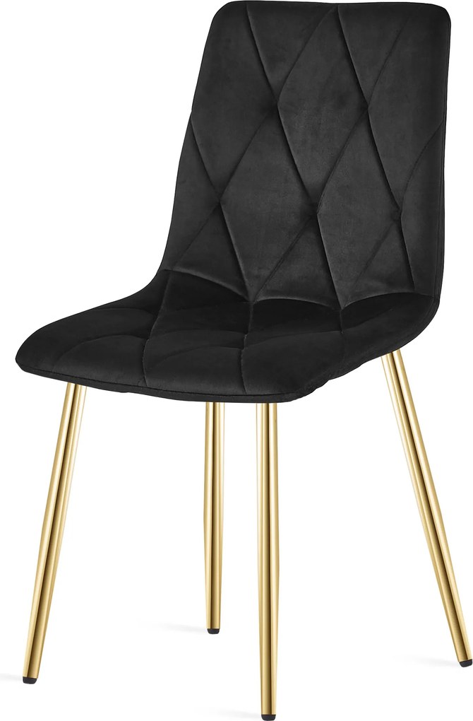 Czarne krzesło do kuchni LIBRA aksamitne ze złotymi nogami