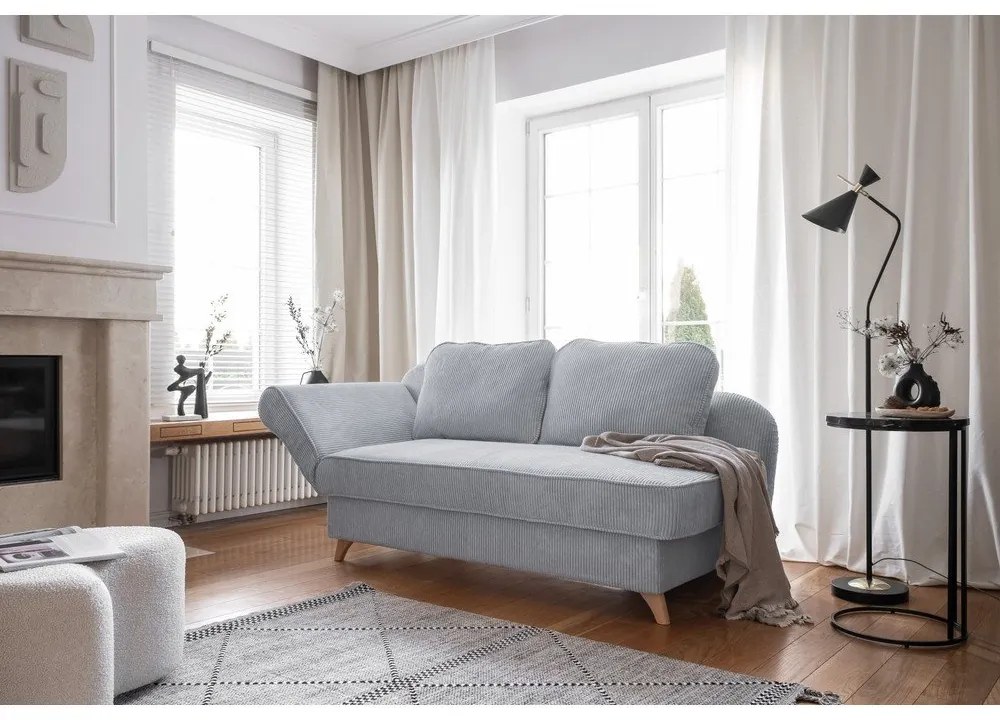 Jasnoszary sztruksowy szezlong (lewostronny) Chic Charlotte – Miuform