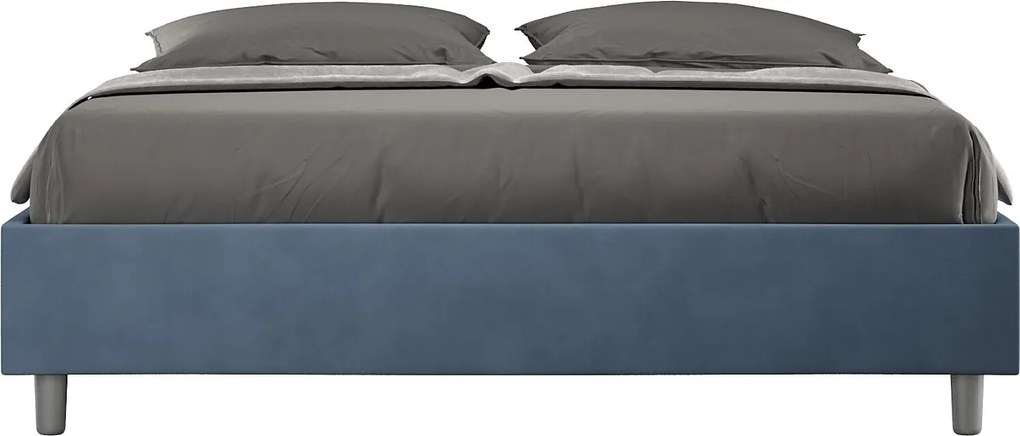 Łóżko wyposażone w stelaż z listwami tapicerowane 160x190 microfibra Niebieski Azelia